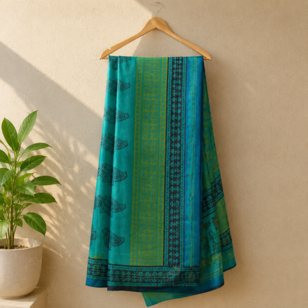 Ajrak Print in Modal Silk Saree