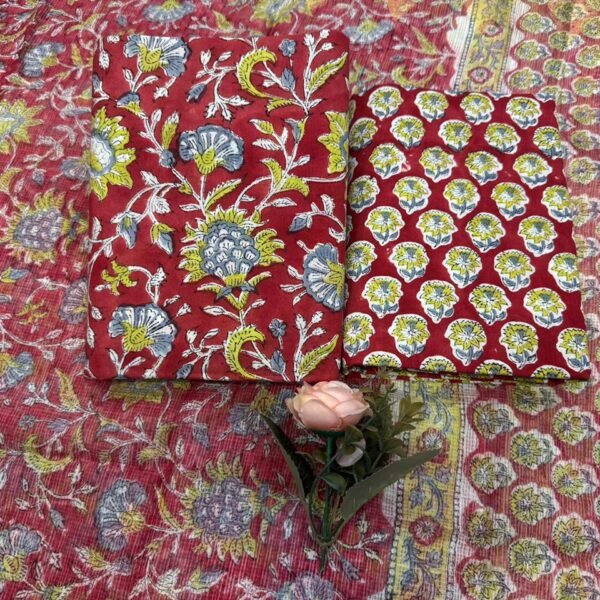 Unstitched Cotton Suit Sets with Kota Silk Dupatta